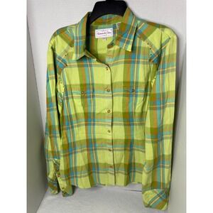 Panhandle Slim Plaid Western Shirt Studded Long Sleeve Womens Large